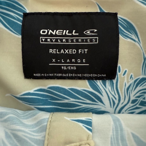O’Neill TRVLR Traverse Relaxed Fit UPF Button-Up Shirt XL Khaki Blue Floral - Picture 5 of 7